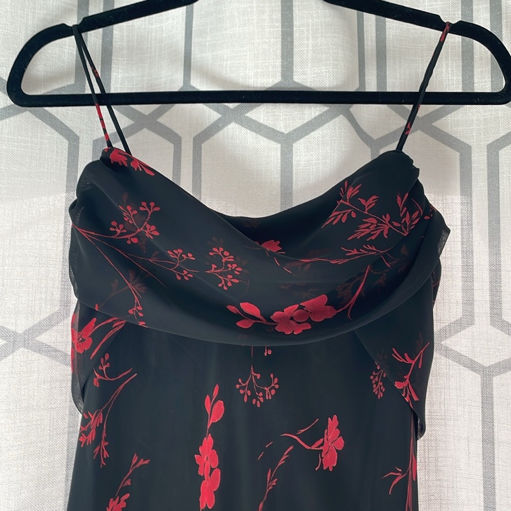 Vintage Betsy & Adam by Jaslene Black/Red Floral Formal Dress - Picture 1 of 9